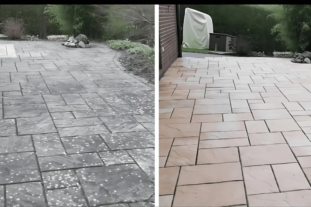 Terrassenreinigung in Münster Vorher nachher bild